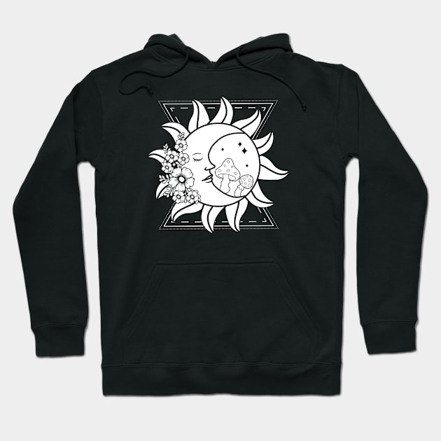 Sun and Mushrooms Hoodie by Black & White